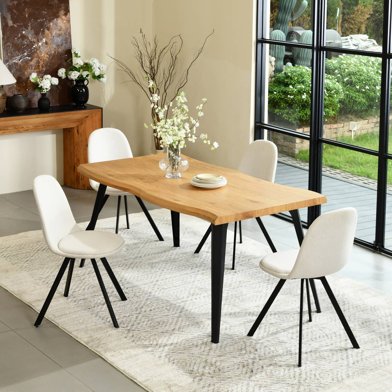 39F Inc. - Wholesale Chair - 5-Piece Dining Set-63" Wave-Edge Table and Chair Options7