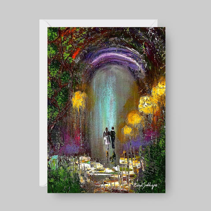 CARTE DE VŒUX Imprimée à partir de la Peinture Acrylique Originale "Nuit Pluvieuse" Intérieur Vierge, 5"X7" pour la vente par Toronto Art Gallery