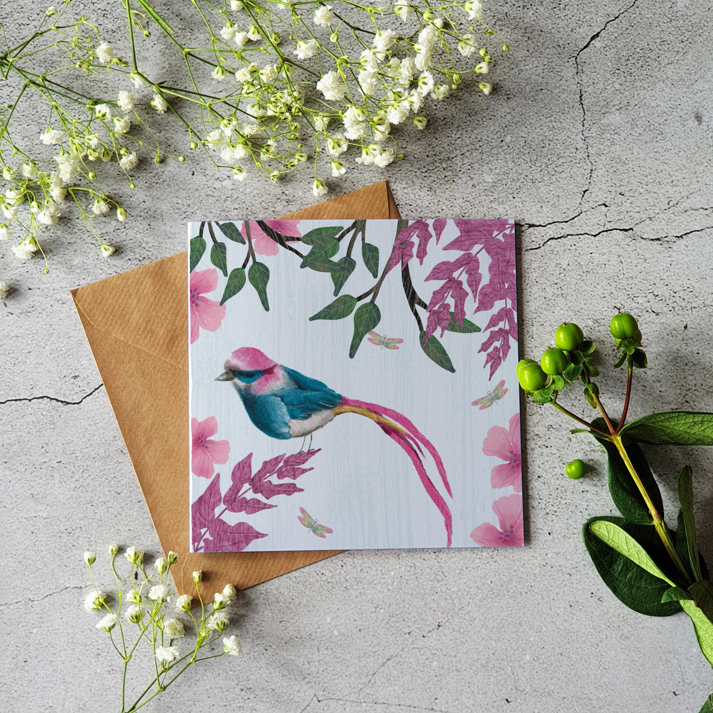 Ilana Ewing Designs - Wholesale Everyday Greeting Card - Colourful Bird Card - Pretty Pink Card2