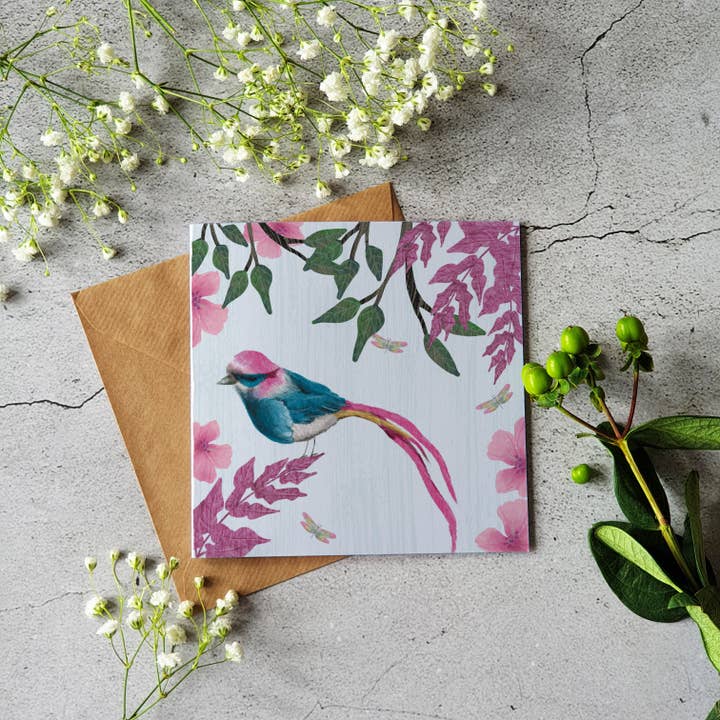 Ilana Ewing Designs - Wholesale Everyday Greeting Card - Colourful Bird Card - Pretty Pink Card2