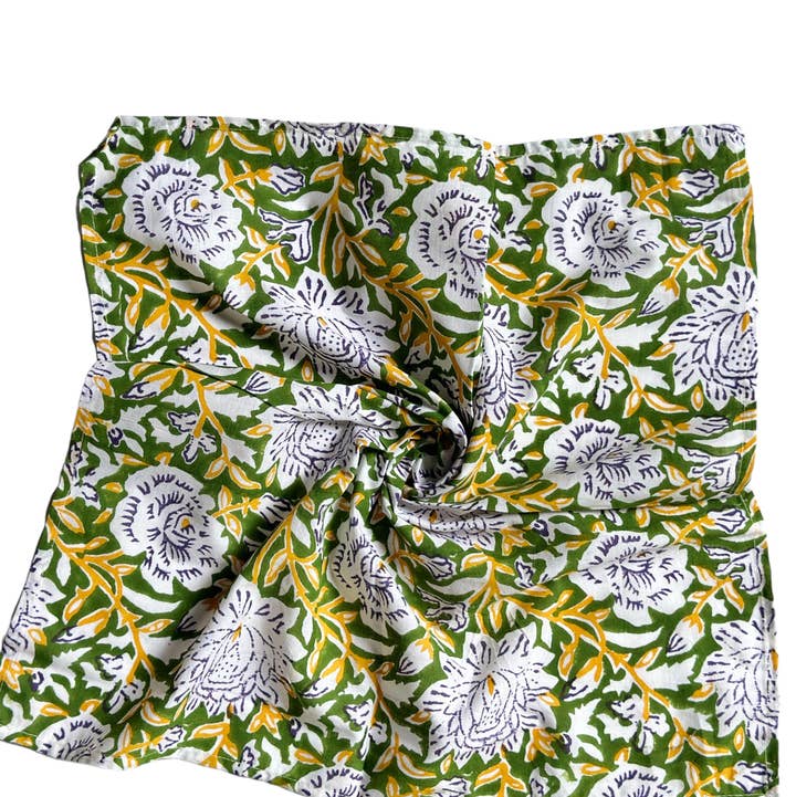 Annahmol - Wholesale Bandana - Women's - Hand Block Printed Cotton Bandana: Assorted Prints :20 Inch