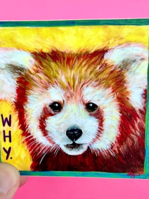 Why Red Panda 2.5" Vinyl Sticker for wholesale by Unruly Wit