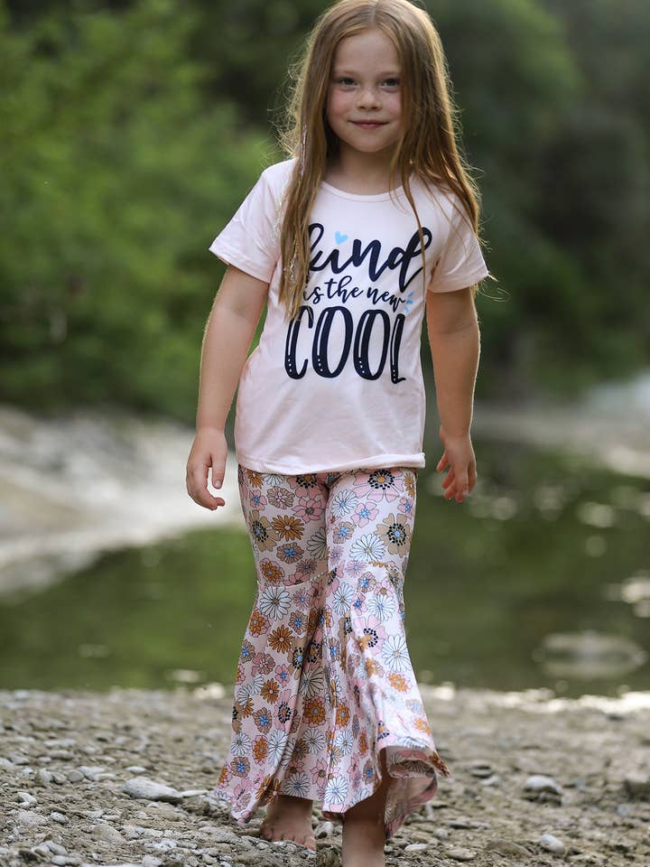 Rylee Faith Designs - Wholesale Top & Pant Set - Kids - Girls Letter Print Top + Floral Pattern Pants1
