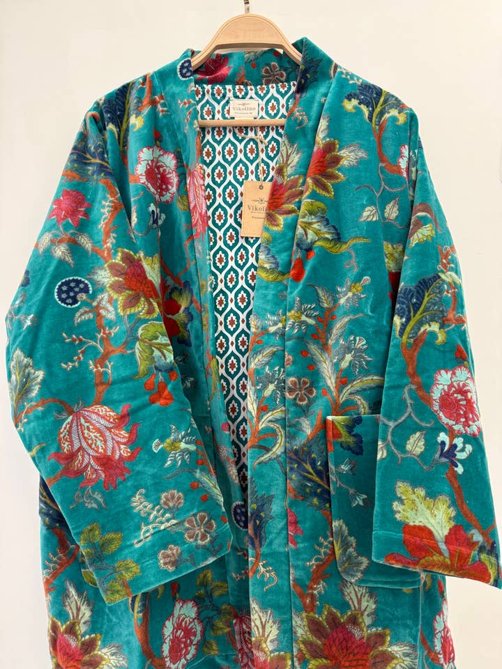 VIKOLINO - Venta al por mayor Kimono - Mujer - Chaqueta larga estilo kimono/Duster de terciopelo3