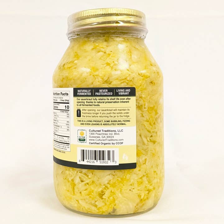 CULTURED TRADITIONS - Wholesale Pickled Vegetables - SAUERKRAUT - PLAIN, 32 FL OZ VALUE SIZE, ORGANIC4