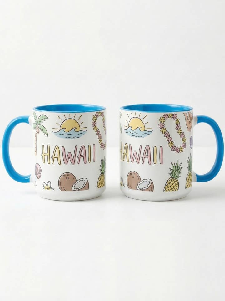 Hawaii Kaffeetassen - Set mit 2 Stück für den Großhandel von Arcadia | Handmade Stone Jewelry
