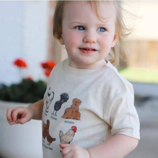 Barefoot Baby - Wholesale Screen Printed T-Shirt - Kids - Chicken Breeds Country Farm Western Apparel Unisex Clothing