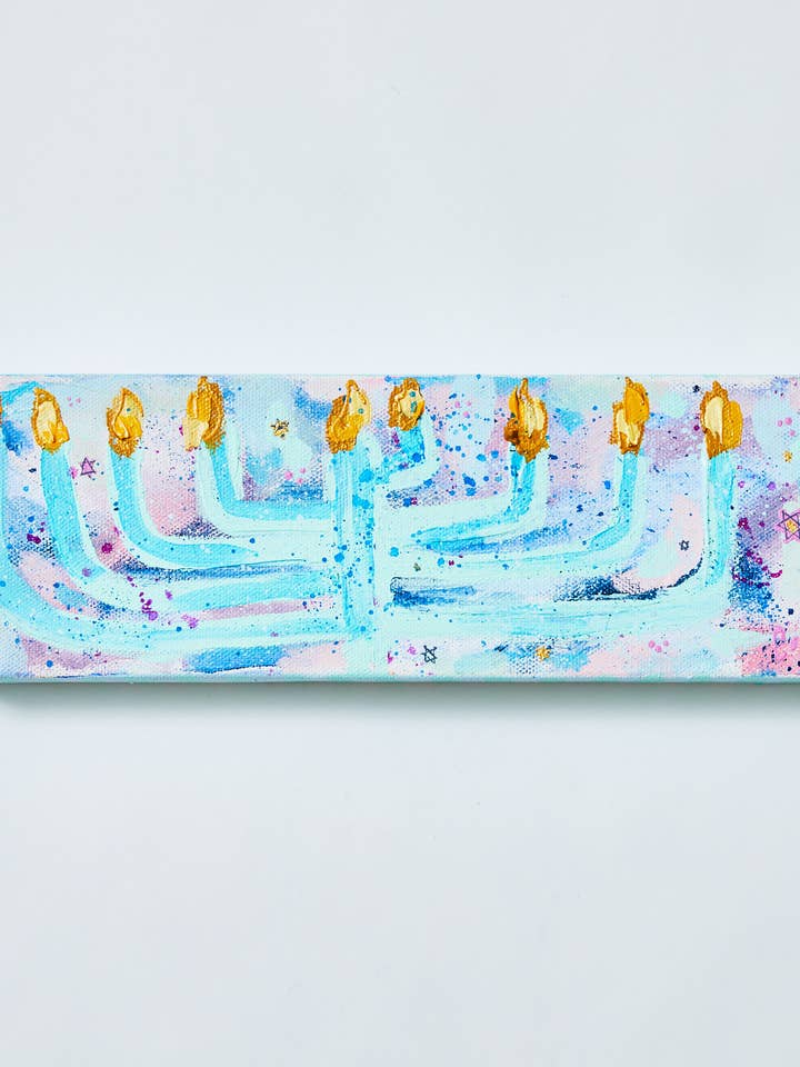 Modern Hanukkah Menorah Light Blue for wholesale by Court&Co.