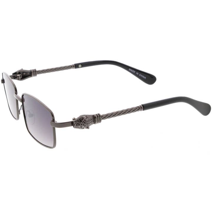 SPARE-SPECS, LLC - Wholesale Sunglasses - Unisex - Bold Retro Jaguar Metal Plated Detail Square Sunglasses D2478
