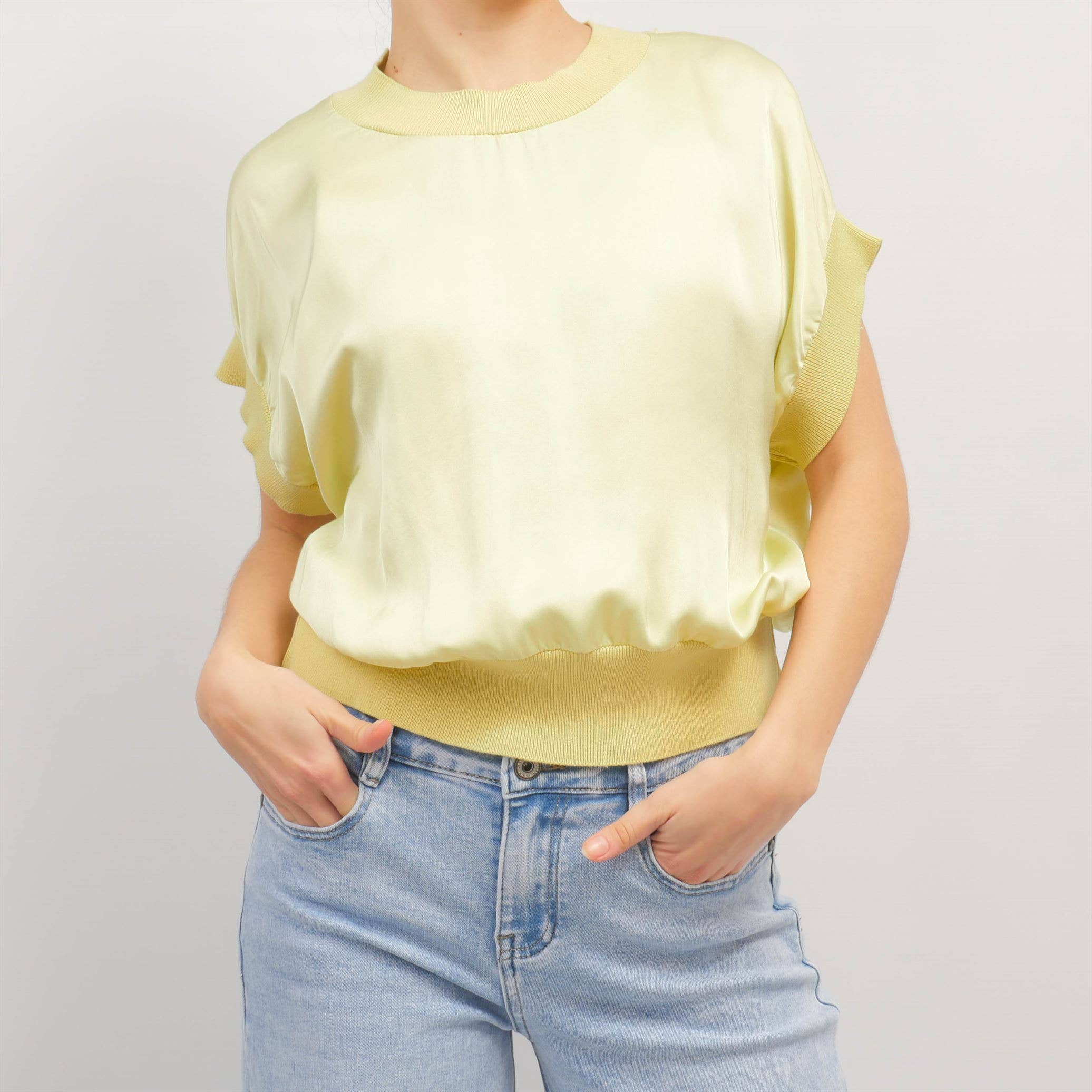 Cecile Wang – Engroshandel Strikket top - Dame – KD8679VS tofarvet top med elastik forneden og ved ærmerne9