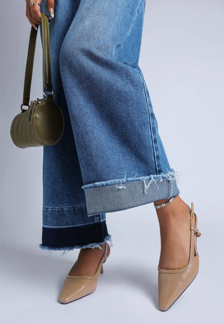 Taupe Axton Kitten Heel Slingback Sandals for wholesale on Faire2