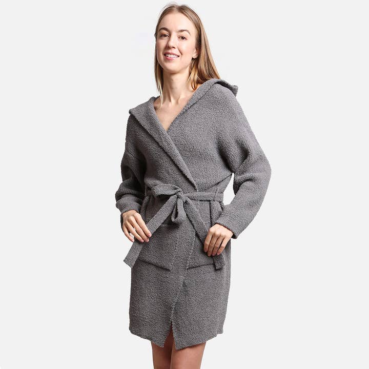 Fashion City - Wholesale Robe – Women's - Solid Color Soft Hooded Robe w Pocket13