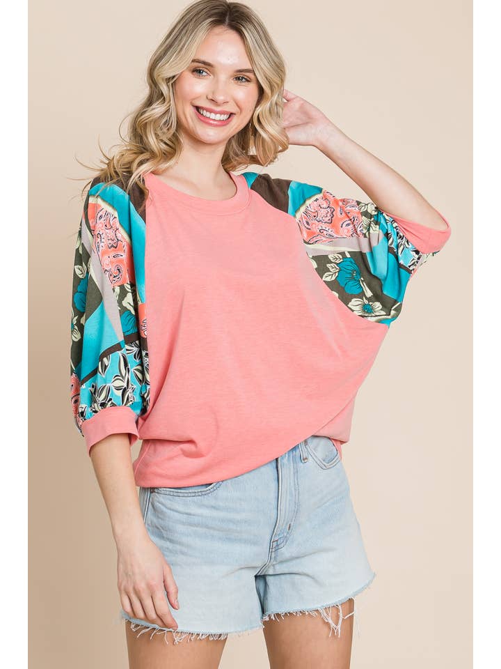 Coral ETK-8905-PL Plus Size Solid T/R Span Casual Top for wholesale on Faire