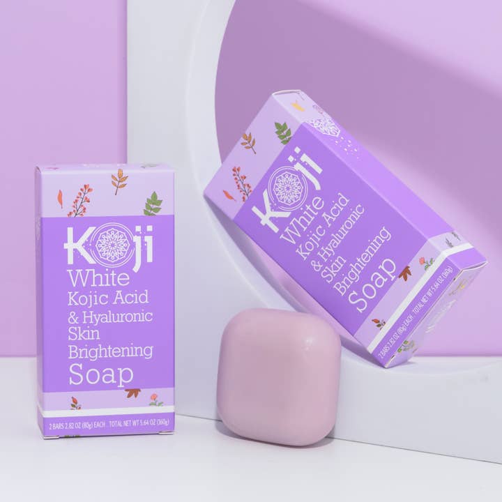 Koji White - Wholesale Facial Cleanser - Kojic Acid & Hyaluronic Acid Brightening Soap (2 Bars)7