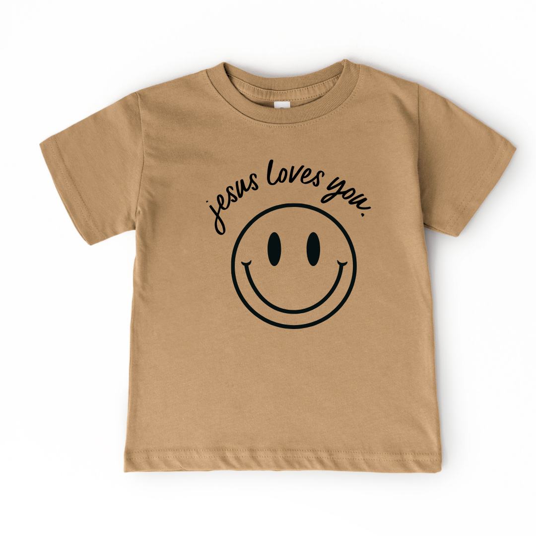 SBG Co. – wholesale Screen-printed t-shirt – Kids – Jesus Loves You Smiley Youth Tee7