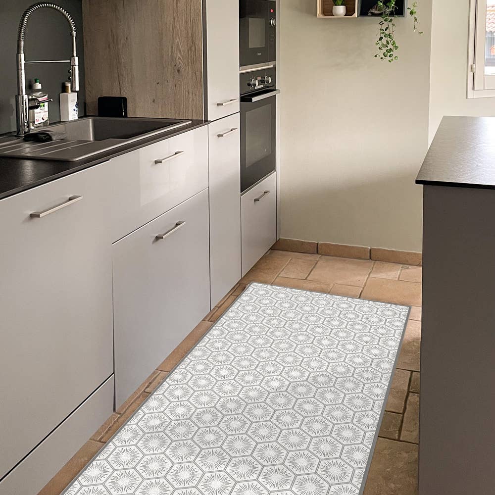 Tempaper & Co ® - Wholesale Floor Mat - Hello Sunshine Grey Vinyl Floor Mat, 36" x 90"1