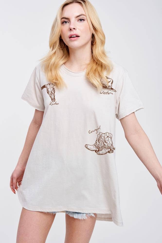 Zutter - Wholesale Screen Printed T-Shirt - Women's - Rodeo Western Cowgirl Graphic Cotton Tunic5