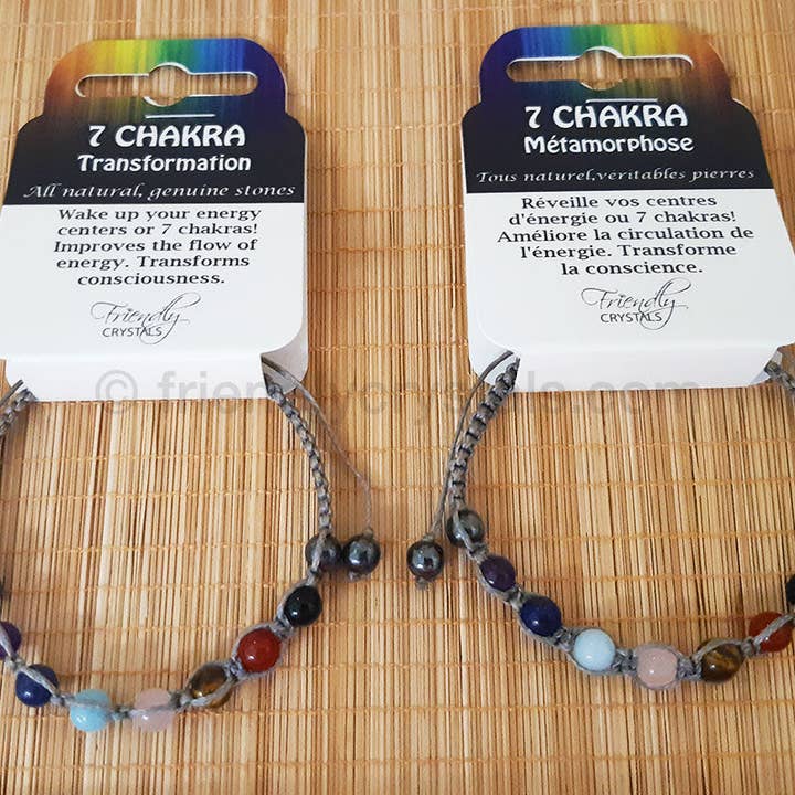 Chakra Shamballa Bracelet -Grey Cord (6 mm) - NEW! for wholesale by Friendly Crystals