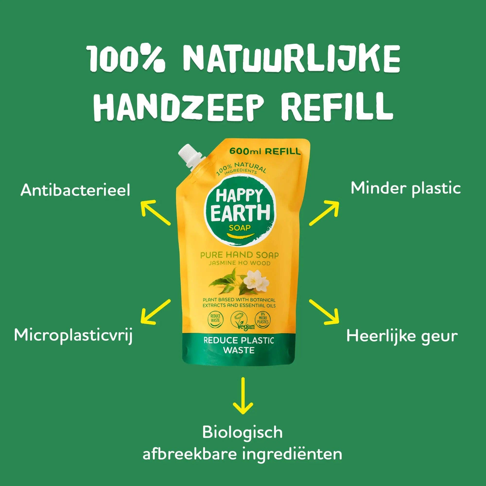 Happy Earth - Wholesale Hand Soap/Wash - Handzeep Navulverpakking Jasmine Ho Wood3