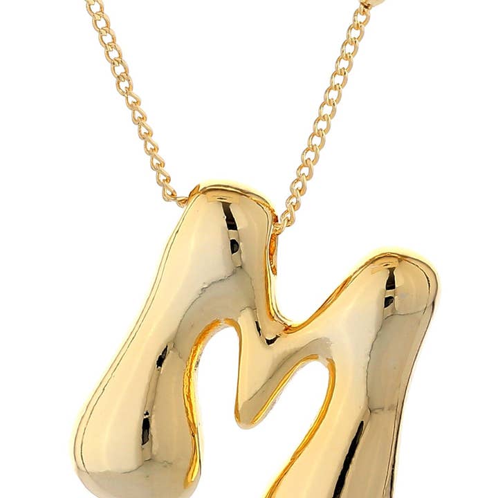 MiMi Wholesale - Wholesale Pendant/Charm Necklace - DJN330009 14K Dipped Big Bubble Letter Initial Necklace16