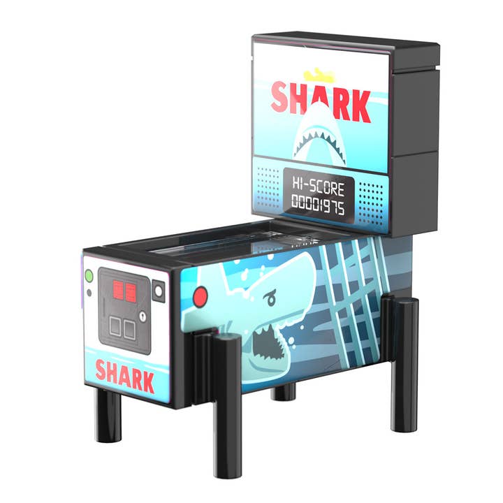 Shark Pinball Arcade Machine Building Set made using LEGO parts - B3 Customs for wholesale by B3 Customs