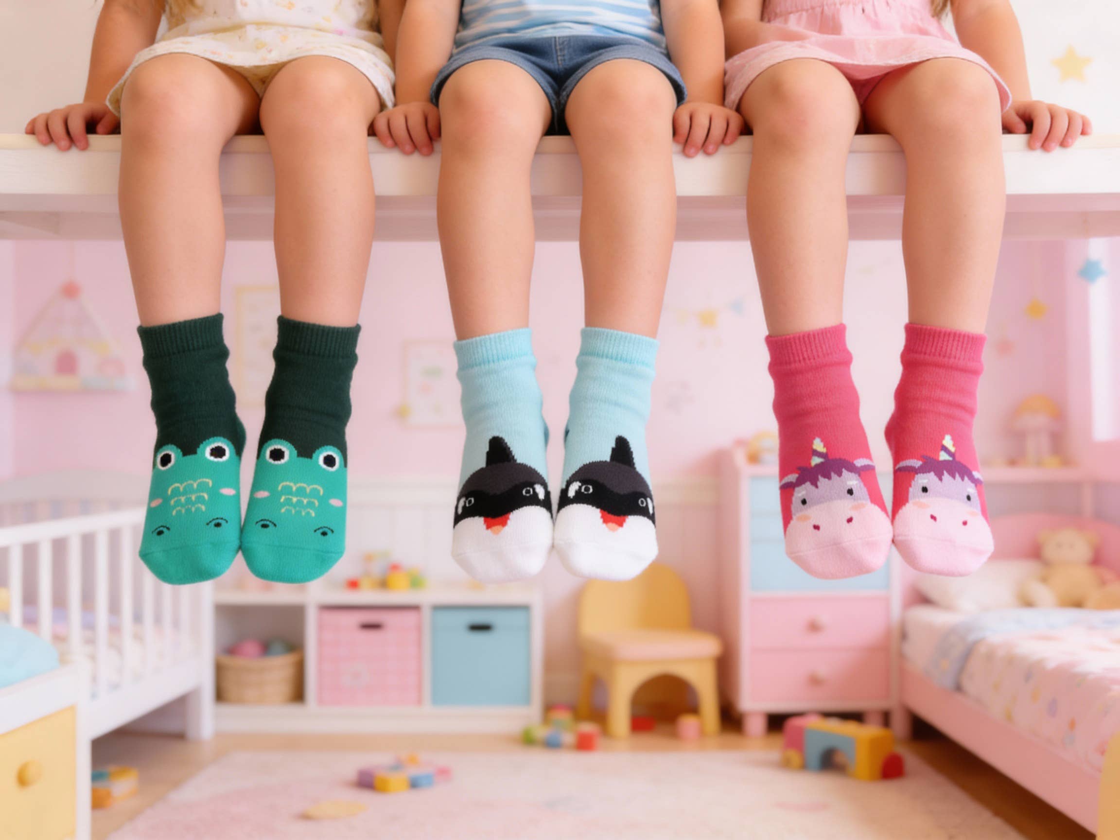 Pink Unicorn Zoo Baby Animal Socks for wholesale on Faire6