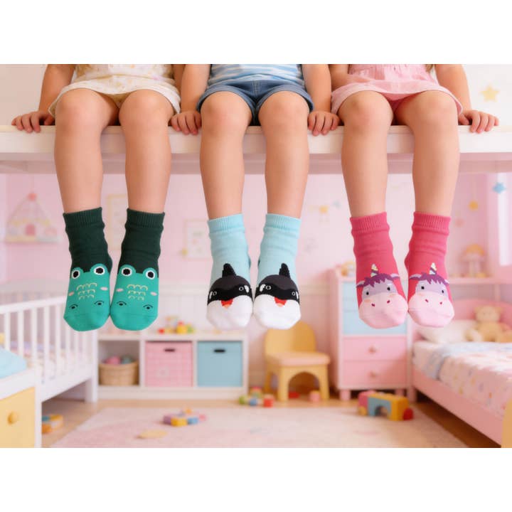 Pink Unicorn Zoo Baby Animal Socks for wholesale on Faire6