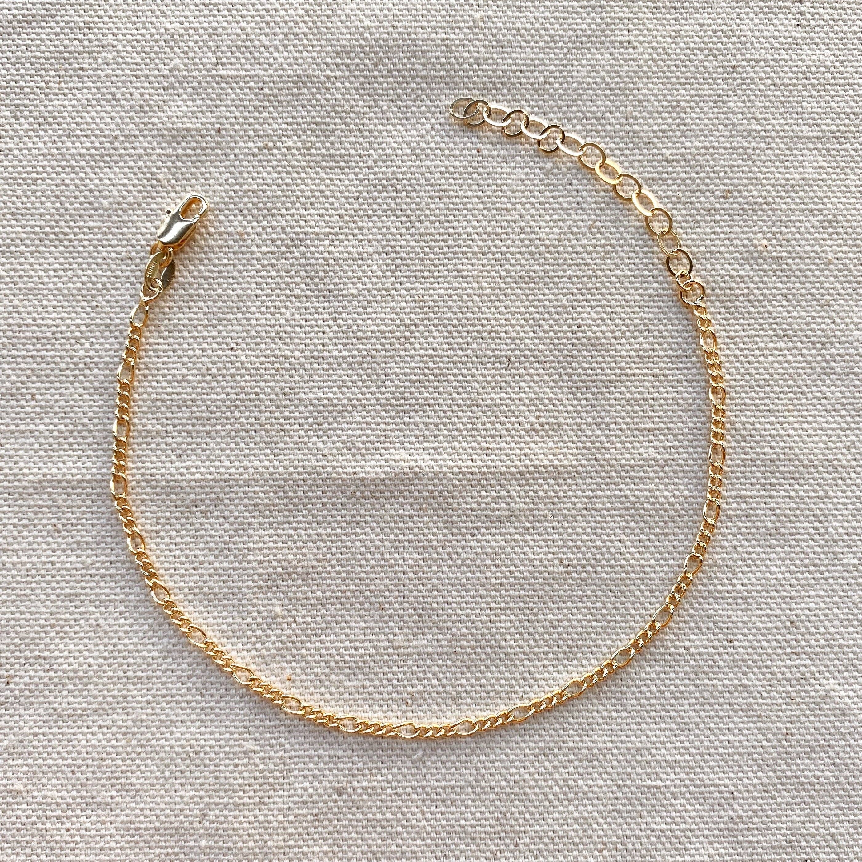 GoldFi - Wholesale Link & Chain Necklace - 18k Gold Filled 2mm Rounded 3x1 Figaro Chain8