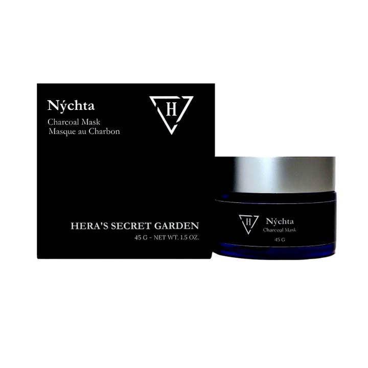 Nýchta Charcoal Face Mask for wholesale by Hera's Secret Garden