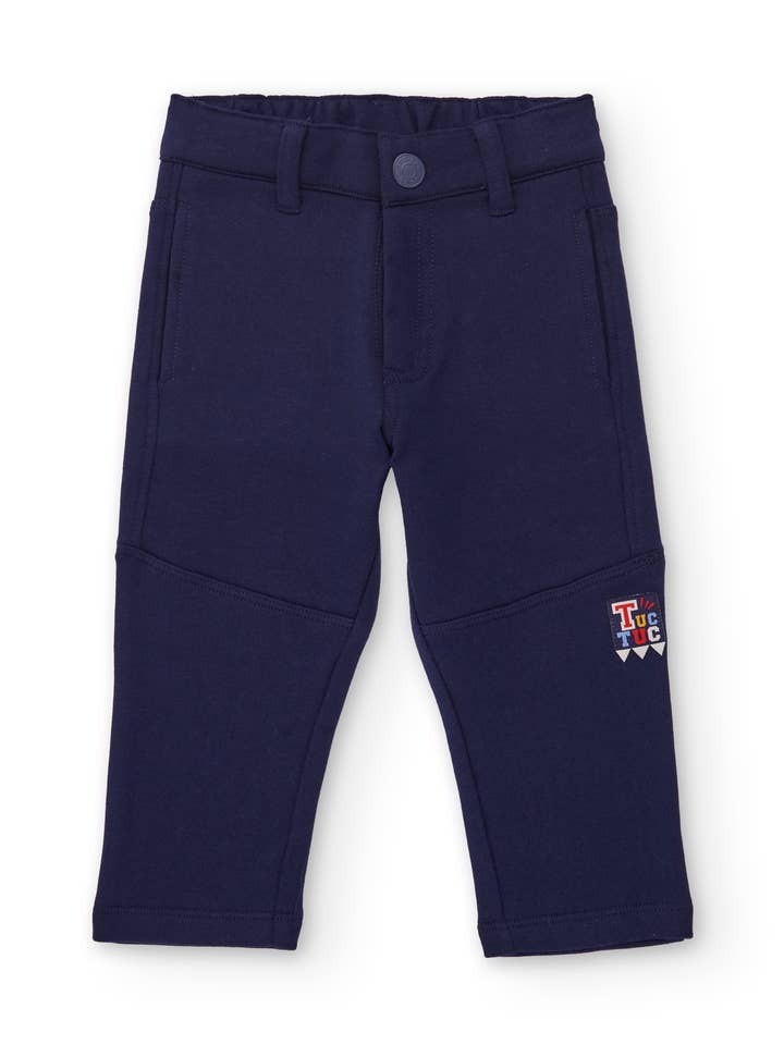 Pantalon en molleton pour garçon en bleu avec coutures décoratives pour la vente par tuc tuc