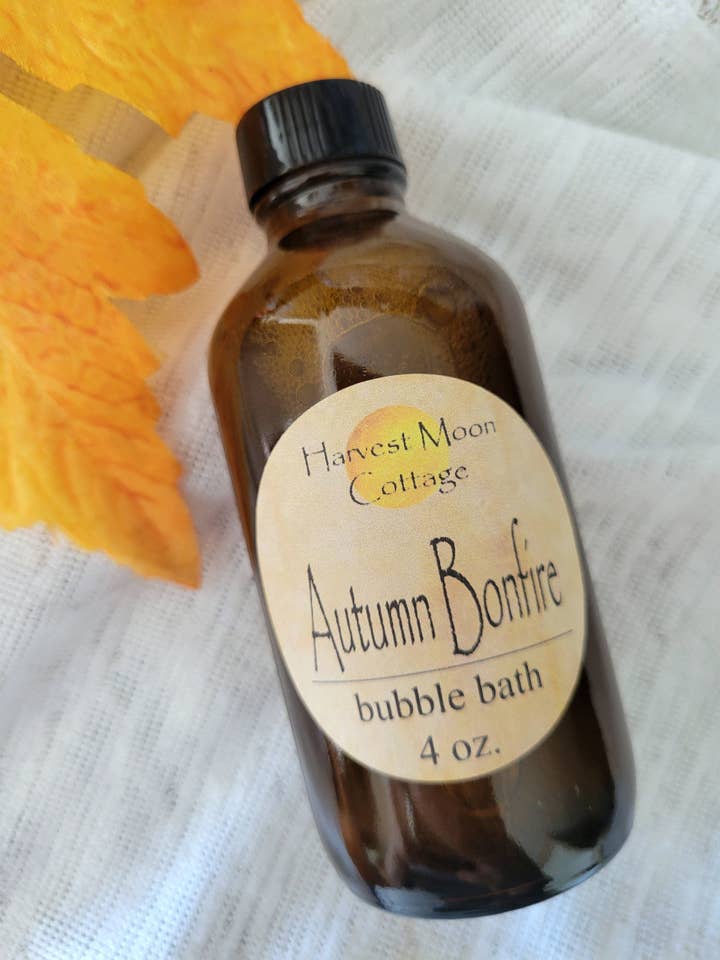 Autumn Bonfire Bubble Bath for wholesale by Harvest Moon Cottage Bath and Body