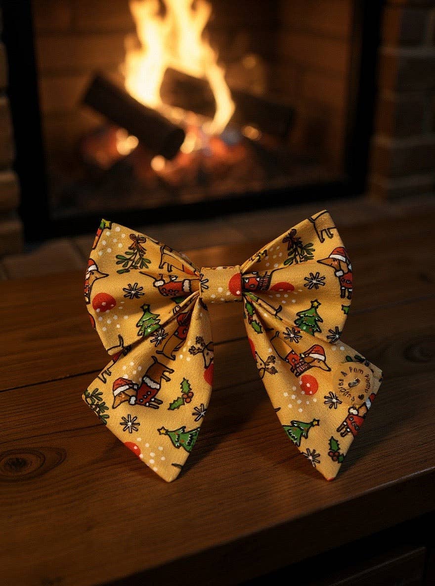 Puppies & Pom Poms - Wholesale Pet Bow Tie - Dog - Handmade Dog Sailer Bow Tie - Christmas Dachshunds5