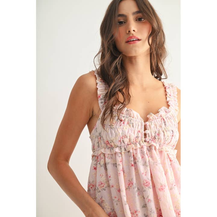 PINK ELEGANT FLORAL SUNDRESS for wholesale on Faire