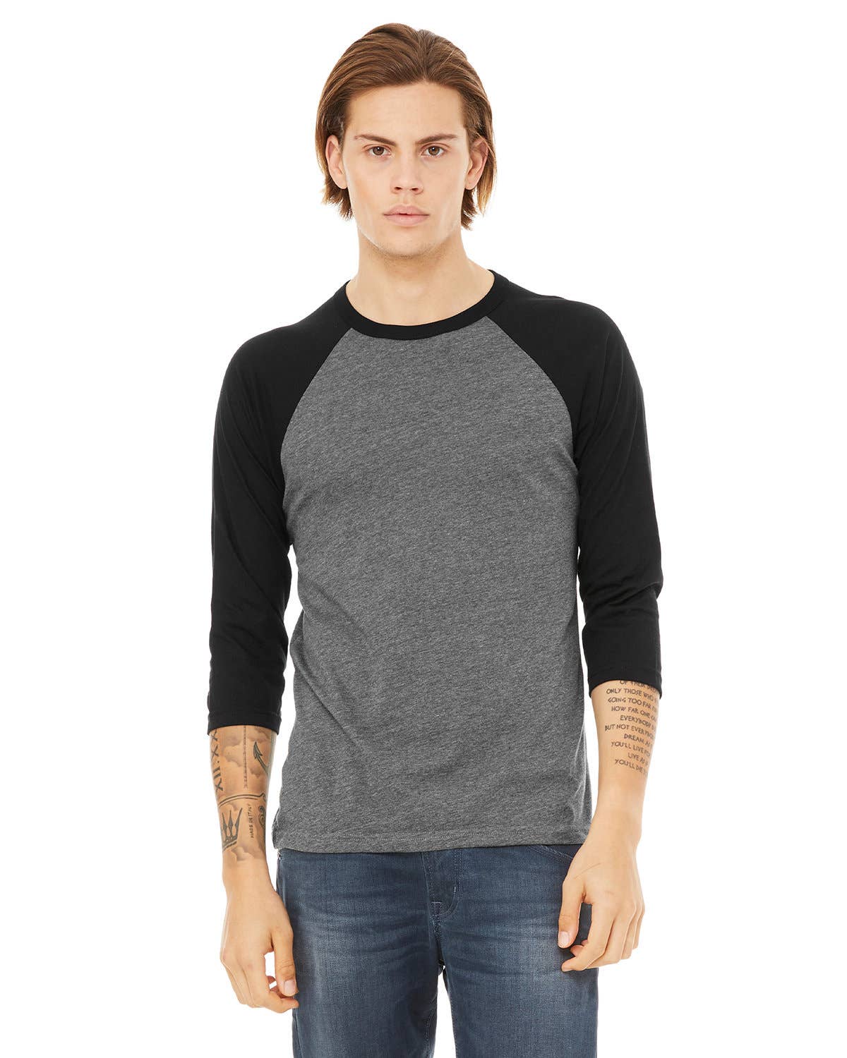 Total Apparel - Wholesale T-Shirt - Men's - Bella + Canvas 3200 - Unisex 3/4-Sleeve Baseball T-Shirt5