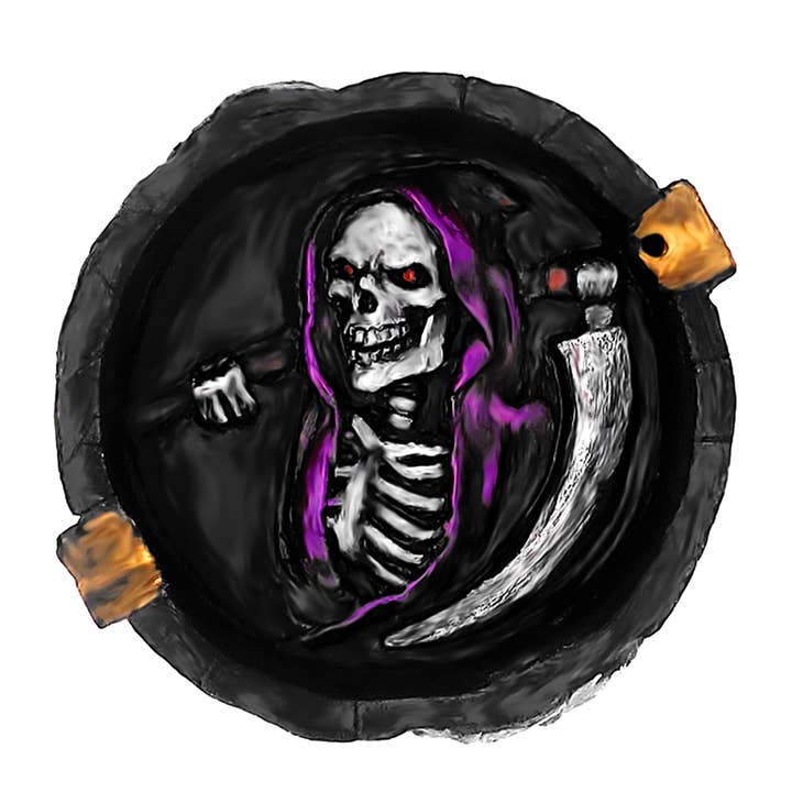 Cendrier plat rond Time Keeper Death Skull pour la vente par Pichincha