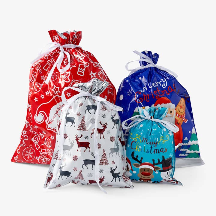The Twiddlers - Wholesale Gift Bag Set/Pack - 30 Christmas Drawstring Bags