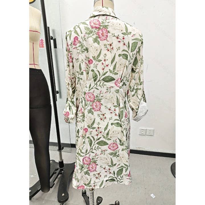 White Fall Pastoral Fresh Floral Print Collared Dress ZK3336 for wholesale on Faire4