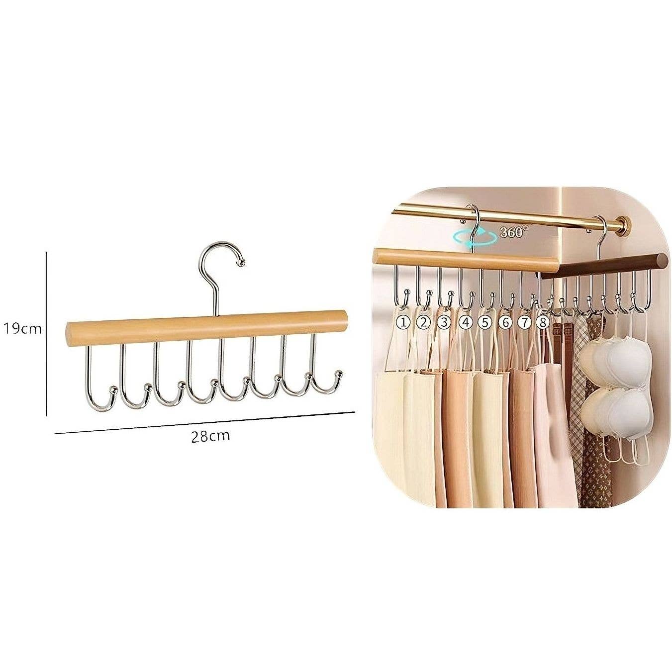 Diacly - Wholesale Clothes Hangers - Eight Fish Hooks Organize Wood Hanger1