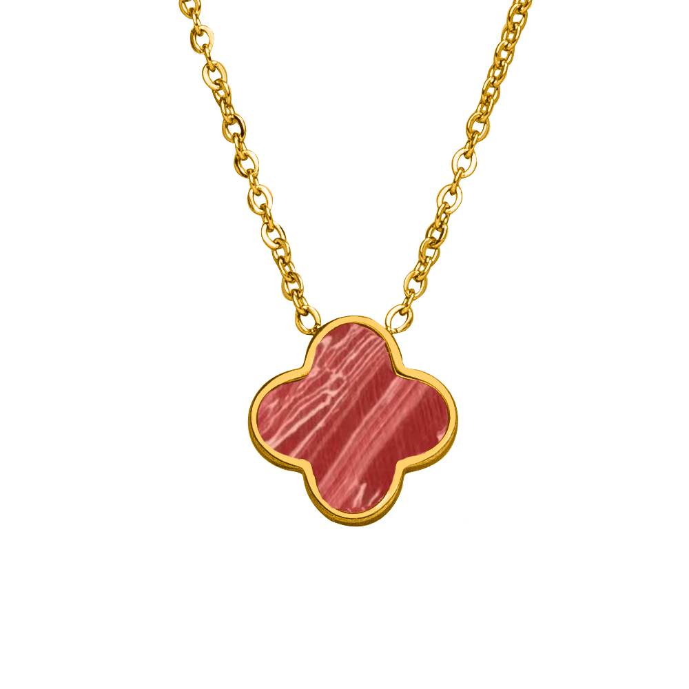 Schmuckgroßhandel - Wholesale Pendant/Charm Necklace - Fire Clover Necklace | 18K gold-plated0