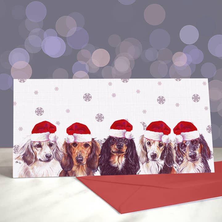 Ik wil Dax met lange lichamen teckel kaart (kerst) voor wholesale door Amber Marie Studio