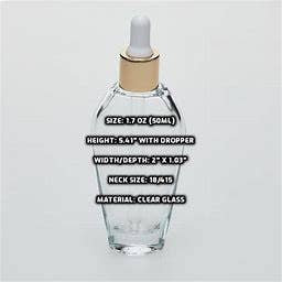 The Bottle Shoppe - Wholesale Essential Oil Holder - 1.7 oz. Tear Drop Clear Glass Bottle with Gold Glass Dropper3