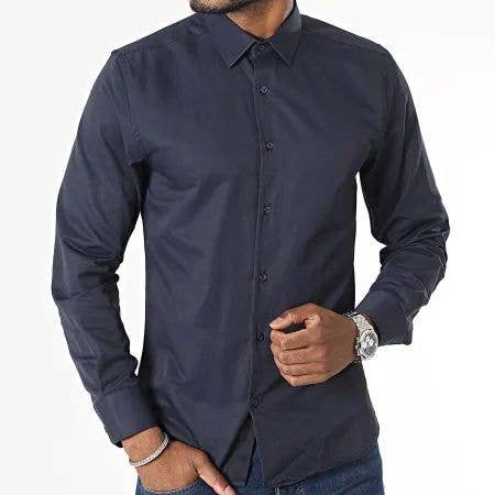 MACKTEN – wholesale Skjortor – Herr – Marinblå slim herrskjorta1