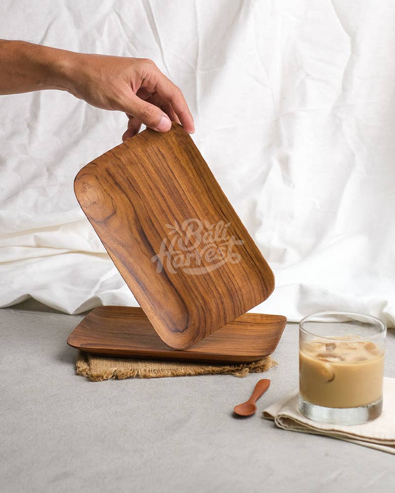 Bali Harvest – wholesale Serving tray – Rectangular Teak Wood Plate Tray Serving Dishes Pan Plate1
