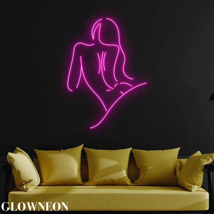Nude Woman On Bed Neon Sign, Sexy Woman Body Led Line Art for wholesale by Glow Neon