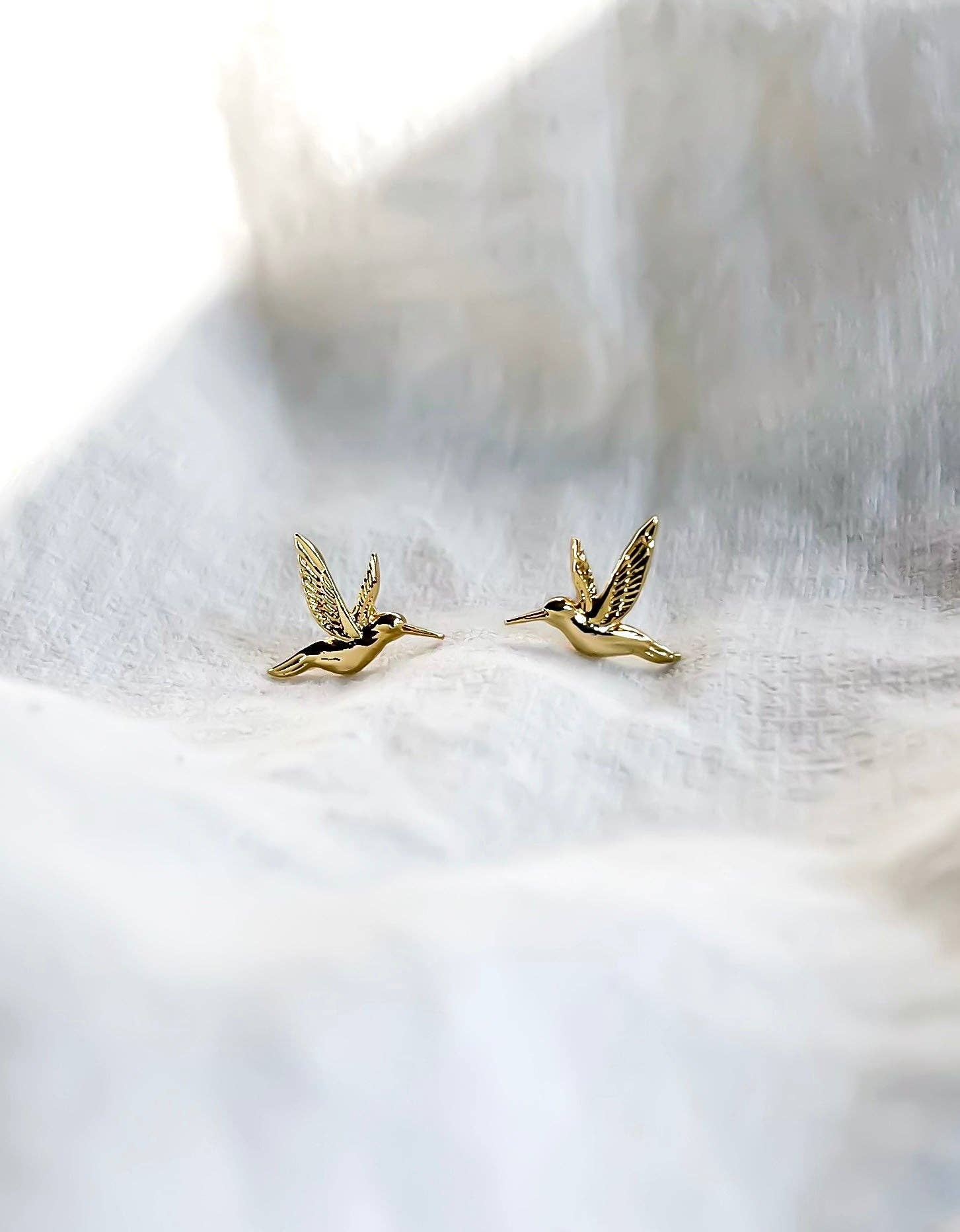 Natalie Clare Collections - Wholesale Stud/Post Earrings - Gold Hummingbird Stud Earrings