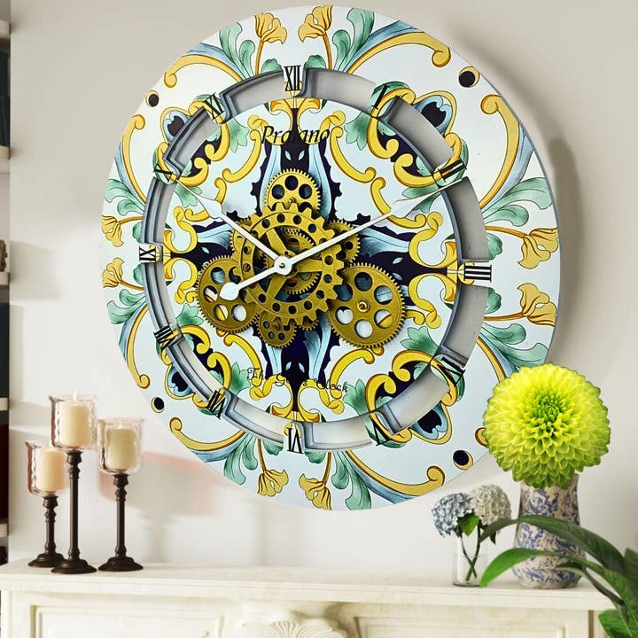 ITALIEN LINE VÆGUR 24 TOMMER RUND PRAIANO for engroshandel hos The Gears Clock