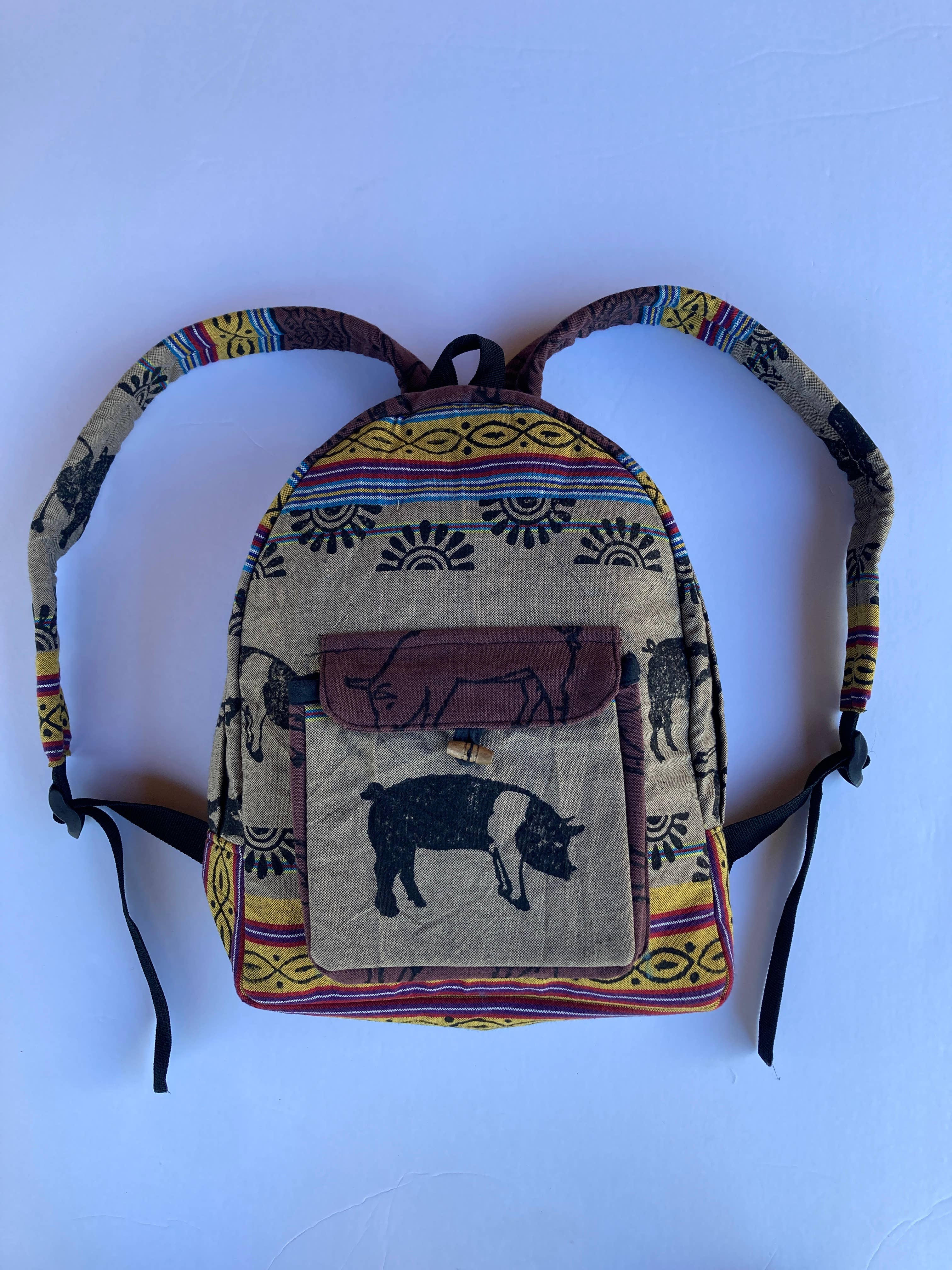 Ganesh Himal Trading - Wholesale Backpack - Women's - Small Cotton Blockprint Backpack with Adjustable Straps9