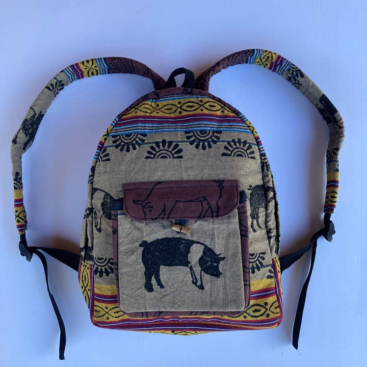 Ganesh Himal Trading - Wholesale Backpack - Women's - Small Cotton Blockprint Backpack with Adjustable Straps9