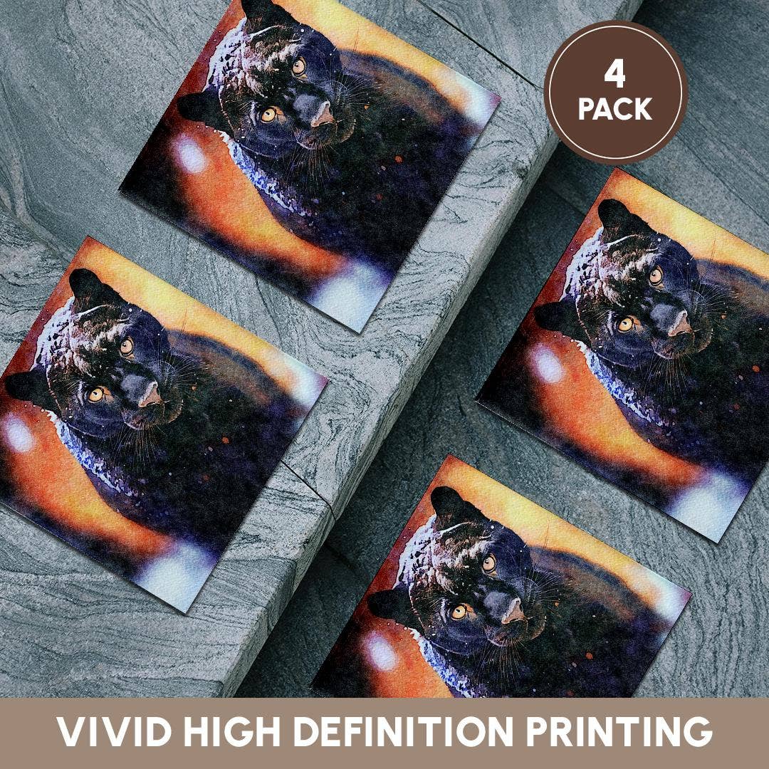 3dRose - Wholesale Coasters - 3dRose, Panther With Snow On His Head Image Of Watercolor Painting, Coaster5