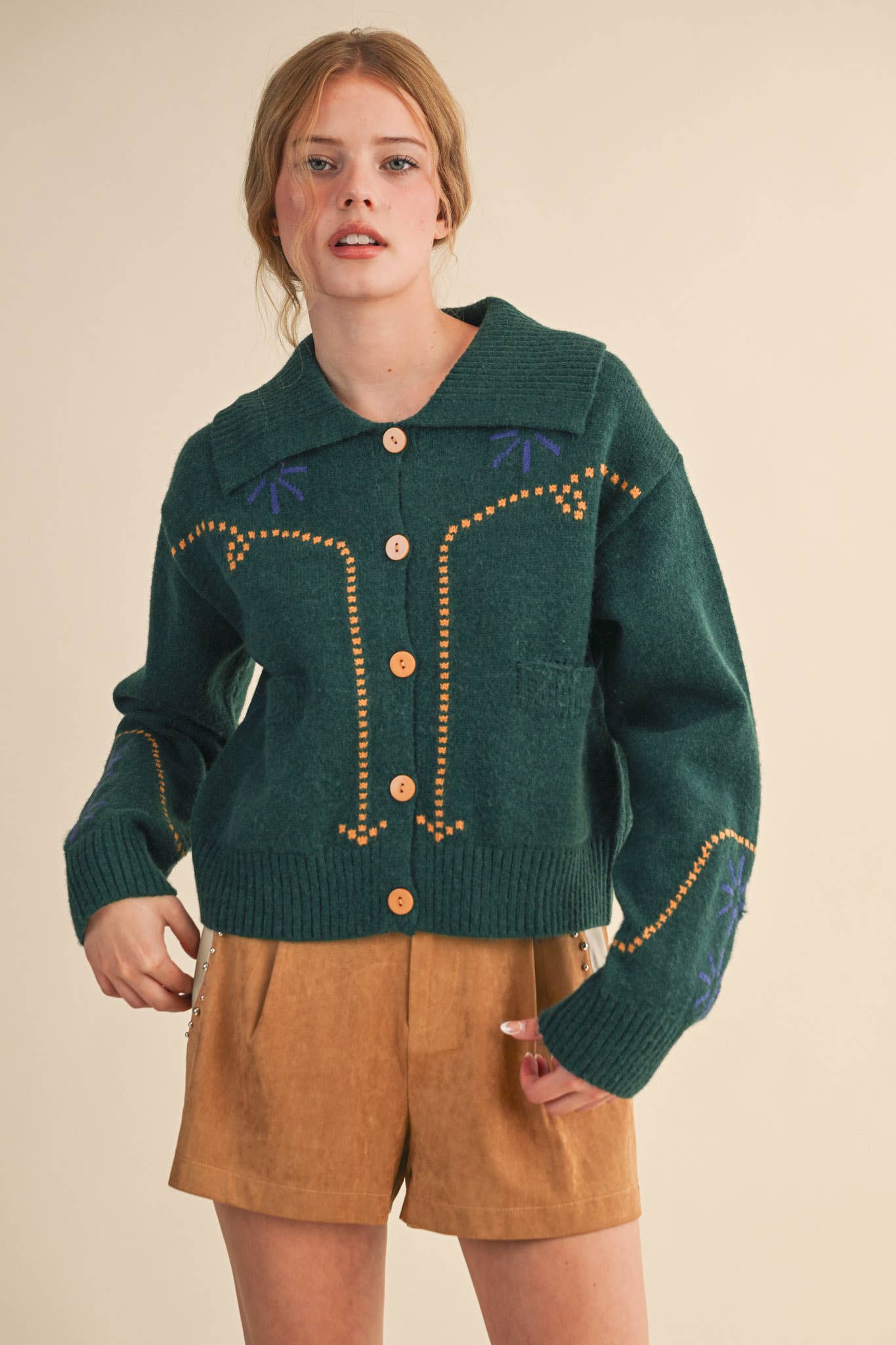 &MERCI - Wholesale Cardigan - Women's - WESTERN DESIGN SWEATER CARDIGAN MSW112177